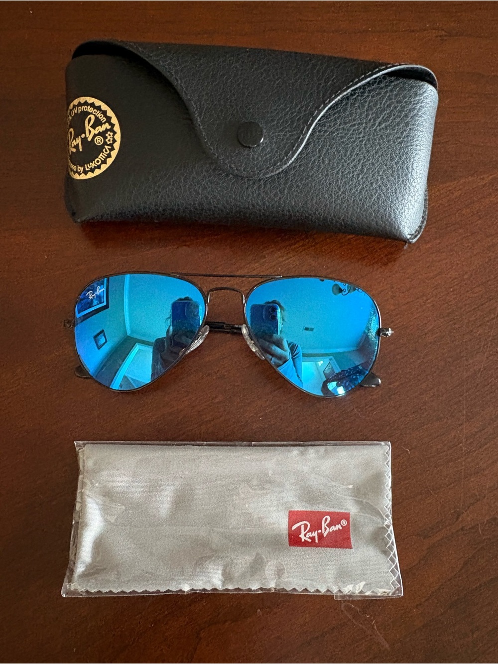 Ray-Ban Aviators 58mm Blue Mirrored Like New